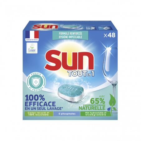Pack de 6 SUN Tablettes Tout en 1 Standard Efficace&Respectueux Purifie et Protège x48