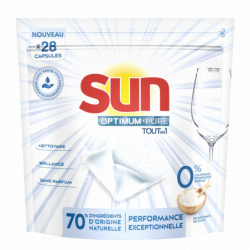 Pack de 7 Sun Capsules Lave-Vaisselle Optimum Pure Tout En 1 0 % 28 Capsules