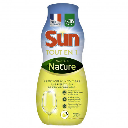 Pack de 6 Sun Tout En 1 Gel Lave-Vaisselle Pouvoir de la Nature Senteur Citron 720ml