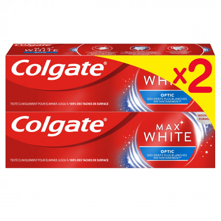 Lot Dentifrice blancheur Colgate Max White Optic - 2x75ml