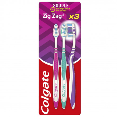 Lot Brosses à dents Colgate Zig Zag Souple x3 Lot Brosses à dents Colgate Zig Zag Souple x3