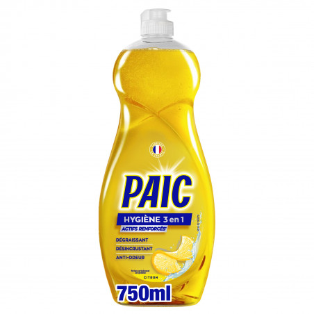 Liquide Vaisselle Paic Hygiène 3 en 1 Citron - 750ml