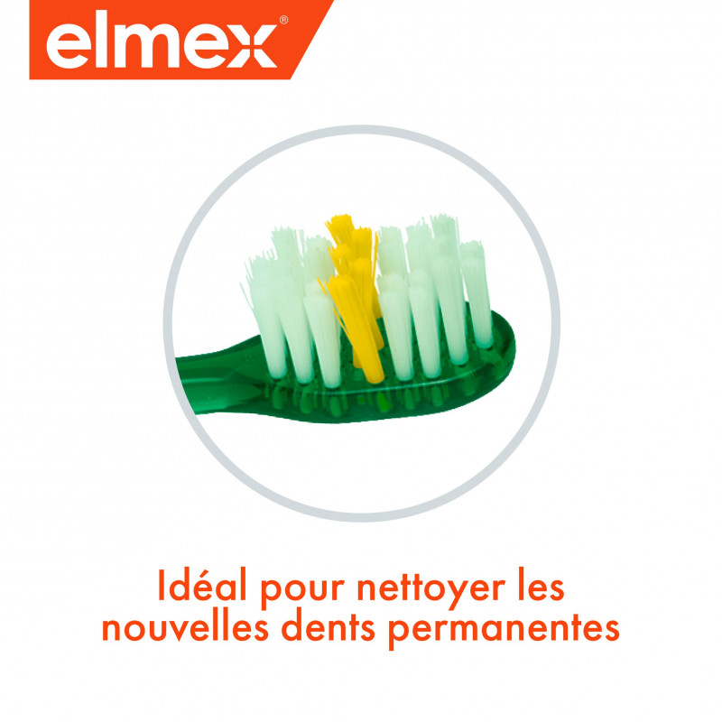 Brosse à dents souple elmex® Anti-Caries Junior 6-12 ans & Dentifrice 12ml
