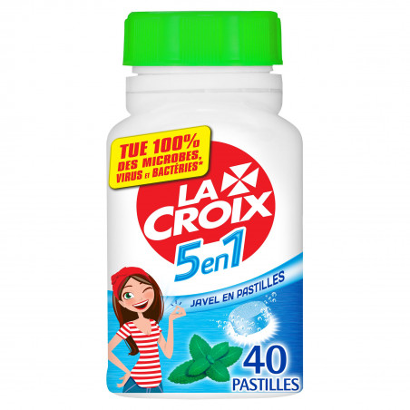 Javel en Pastilles La Croix 5 en 1 Désinfectant Fraîcheur Mentholée - x40