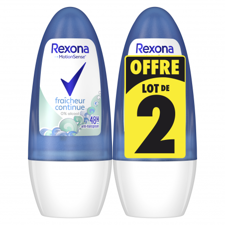 Rexona Déodorant Femme Bille Fraicheur Continue 50ml Lot de 2