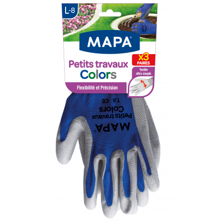 Mapa - Gants de Jardinage - Petits Travaux Colors x3 - T.L