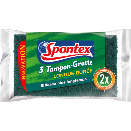 Spontex - 3 Tampons-Gratte Longue Durée