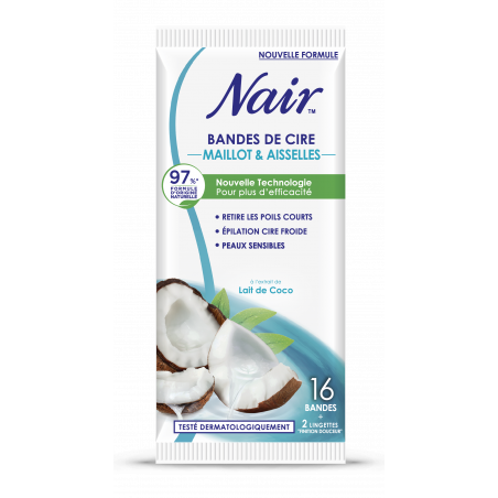 Nair - Bandes de cire froide maillot & aisselles à l'extrait de coco