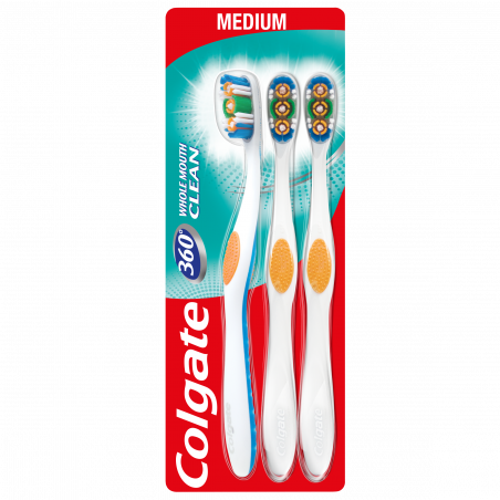 Lot Brosse à dents Colgate 360° Medium x3