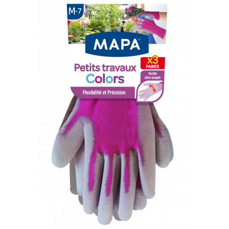 Mapa - Lot de 3 paires de Gants de Jardin Petits Travaux Colors - T.M (7)