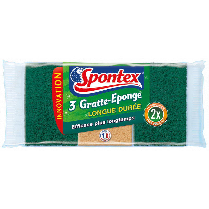 Lot de 6 - Spontex - 3 Gratte-Eponge Longue Durée