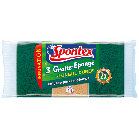 Lot de 6 - Spontex - 3 Gratte-Eponge Longue Durée