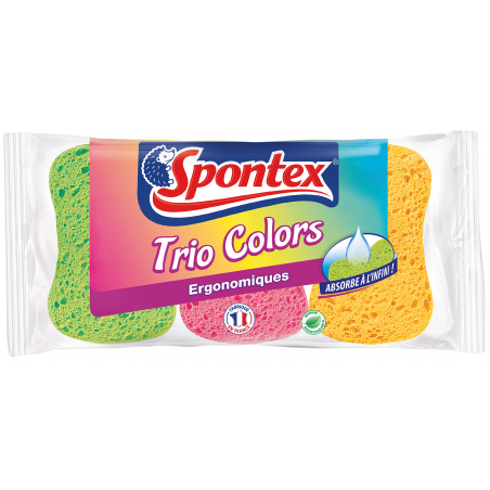 Lot de 6 - Spontex - 3 Éponges Trio Colors