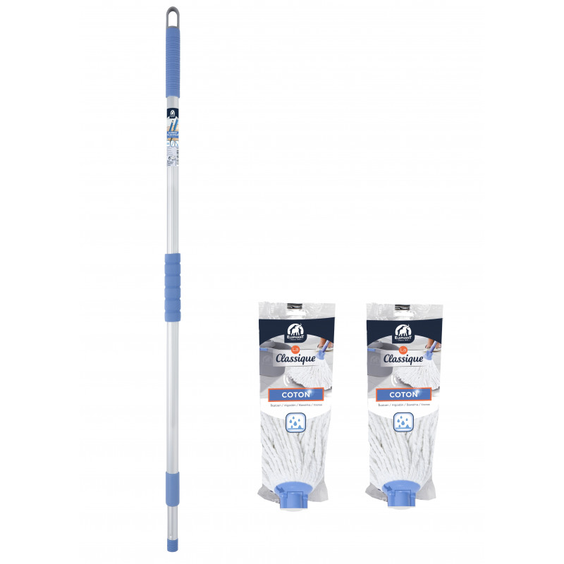 Elephant - Mega lot - 1 Kit Seau, Essoreur & Balai lave sol La Classique