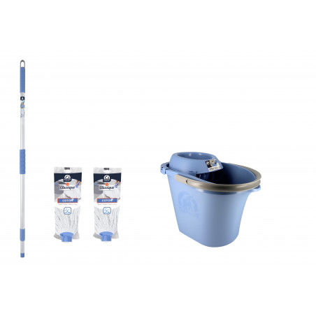 Elephant - Mega lot - 1 Kit Seau, Essoreur & Balai lave sol La Classique