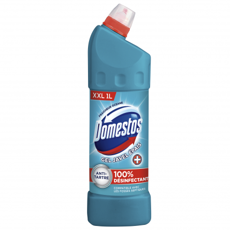Domestos Gel Nettoyant Wc Javel 100% Désinfectant Fraîcheur Océan 1l