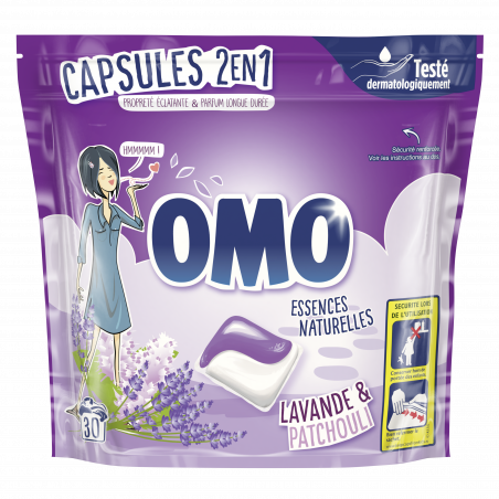 Omo Lessive Capsules 2en1 Lavande & Patchouli 30 Dosettes