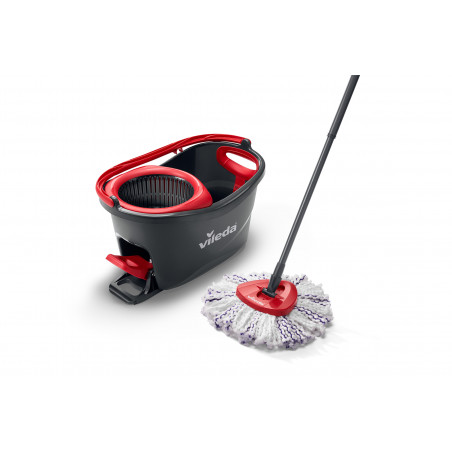 Vileda Turbo 3 en 1 balai avec système rotatif + seau à pédale – set complet, retire 99% des bactéri