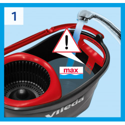 Vileda Turbo 3 en 1 balai avec système rotatif + seau à pédale – set complet, retire 99% des bactéri