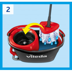 Vileda Turbo 3 en 1 balai avec système rotatif + seau à pédale – set complet, retire 99% des bactéri