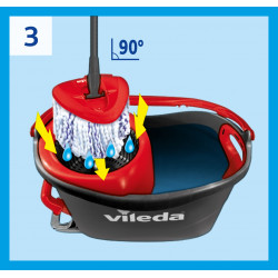 Vileda Turbo 3 en 1 balai avec système rotatif + seau à pédale – set complet, retire 99% des bactéri