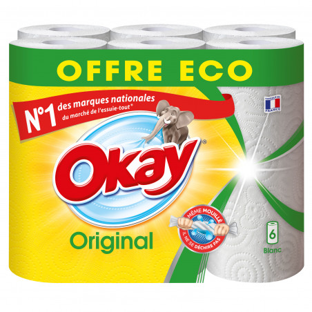 Essuie-tout Okay Blanc Offre Eco x6 rouleaux