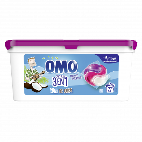 Omo Lessive Capsules 3en1 Noix de Coco 27 Lavages
