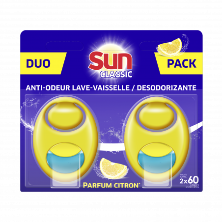 SUN Désodorisant Lave-Vaisselle Citron Duo Pack 2x60 - 120 Doses