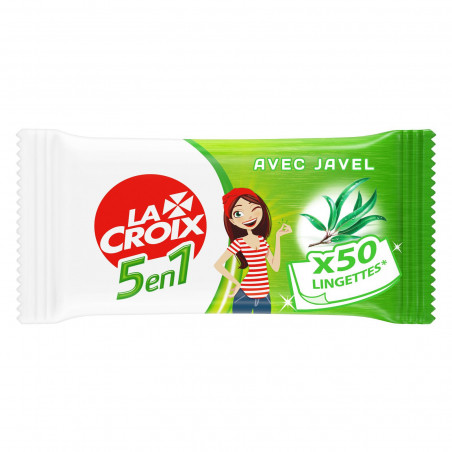 Lingettes nettoyantes La Croix 5 en 1 Désinfectant Javel Fraîcheur Eucalyptus - x50