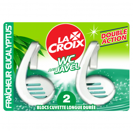 Lacroix - Blocs Cuvette WC Désinfectant Javel Fraîcheur Eucalyptus - x2