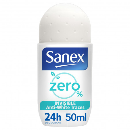 Déodorant  sans sels d'aluminium Sanex Zéro 0% anti traces blanches bille - 50ml
