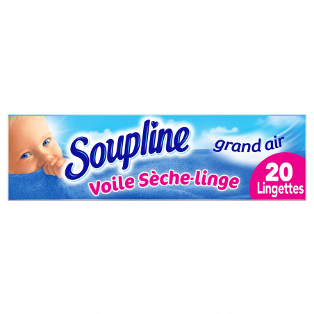 Voile Sèche Linge Adoucissant Soupline Grand Air - 20 lingettes