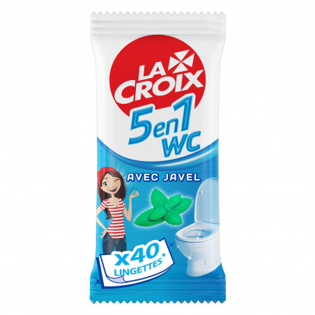 Pack de 10 - Lingettes nettoyantes WC La Croix Désinfectant Javel - x40
