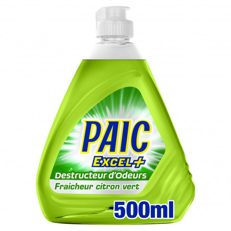 Pack de 6 - Liquide Vaisselle Paic Excel + Destructeur d'odeurs Citron Vert - 500ml